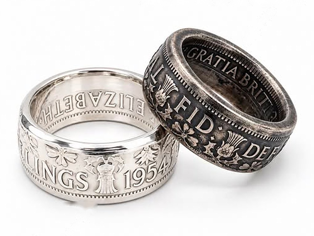 Aztec Wedding Ring Set | Matching .999 Silver Pair | Coin Rings by Kai